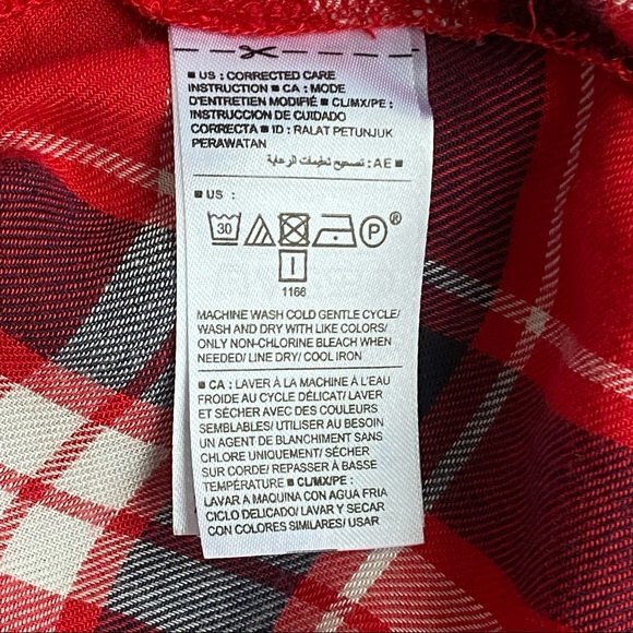 Old Navy Button Down Tunic Red Flannel Shacket Shirt - Picture 5 of 8